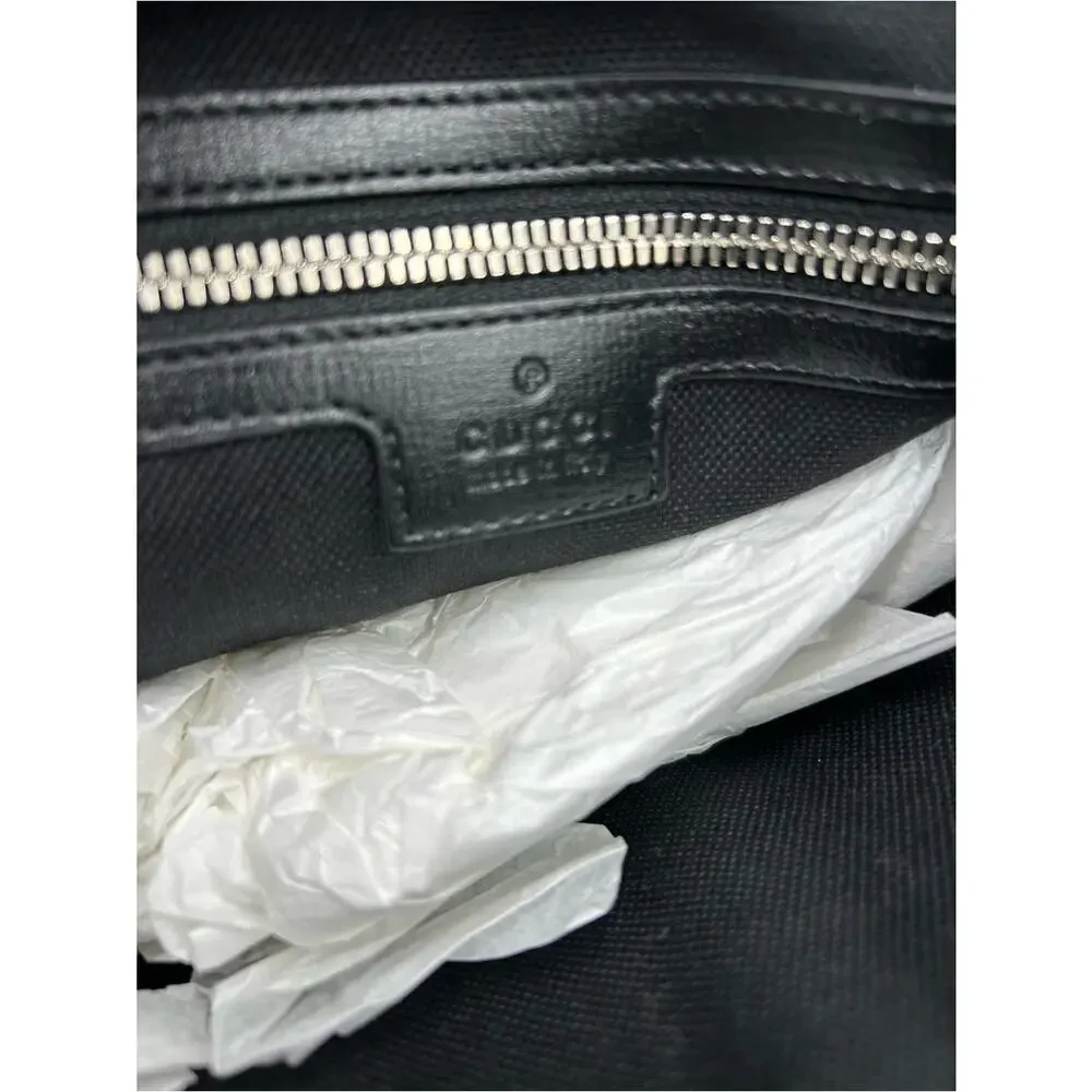 Gucci Black GG Monogram Messenger Crossbody Bag detachable strap made in Italy